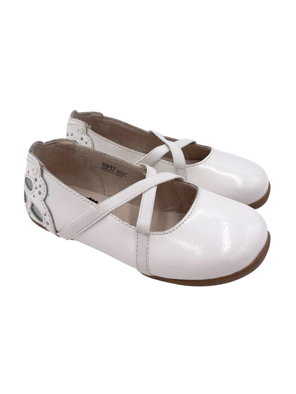 Livie & Luca Mariposa White Patent Leather Flats Toddler Girls Size 8 Butterfly